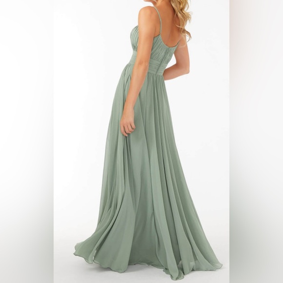 Mori Lee Chiffon Moss Green Dress NWT - Picture 2 of 4